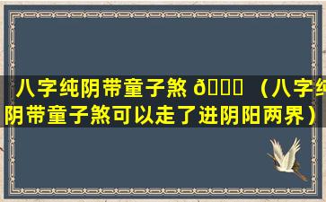 八字纯阴带童子煞 🍁 （八字纯阴带童子煞可以走了进阴阳两界）